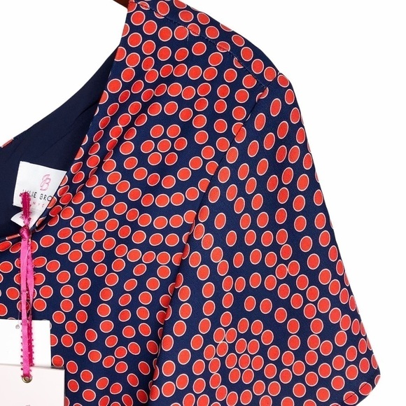 JB by JULIE BROWN NWT Samantha Lily Pond Zip Back Top Size 6 in Red and Navy - Picture 4 of 15